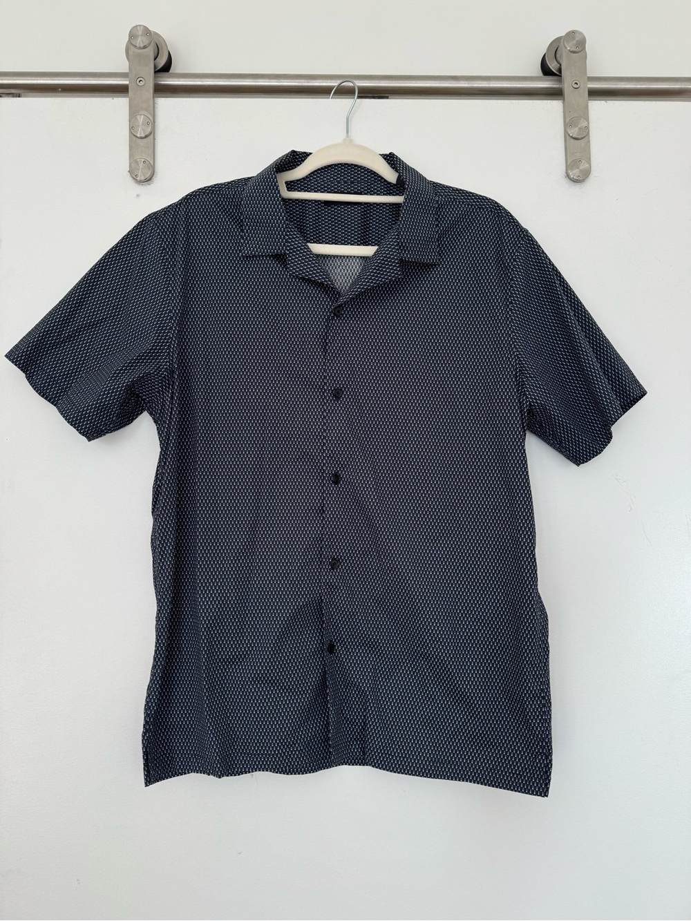 Men's Theory Navy Short-Sleeve Button-Up Shirt